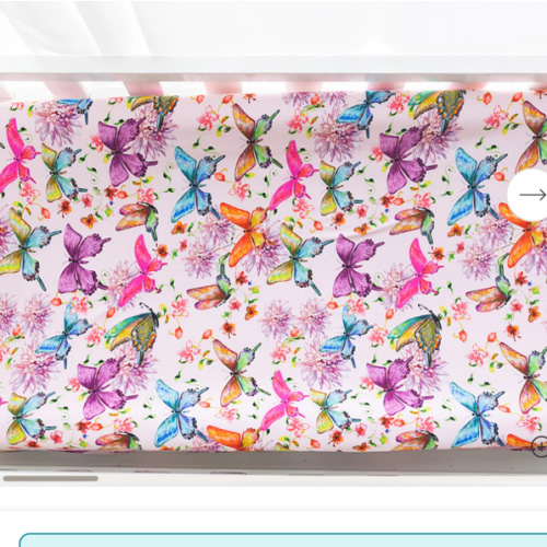 Butterflies Pink White Changing Pad Cover | Watercolor Butterfly