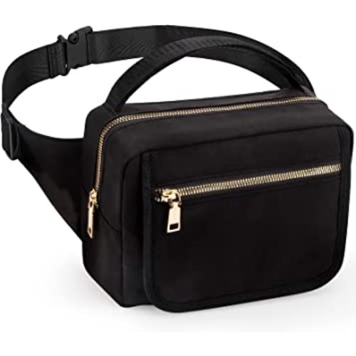 printe Small Diaper Bag with Portable Changing Pad, Crossbody Diaper Bag Pack with Wipes Pocket, Women Waist Bag for Travel, Stroller Diaper Bag, Black