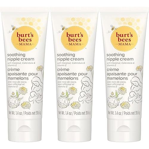 Burts Bees Mama Soothing Nipple Cream with Coconut, Calendula and Vitamin E, 100% Natural Origin, 1.4 Ounces, Pack of 3