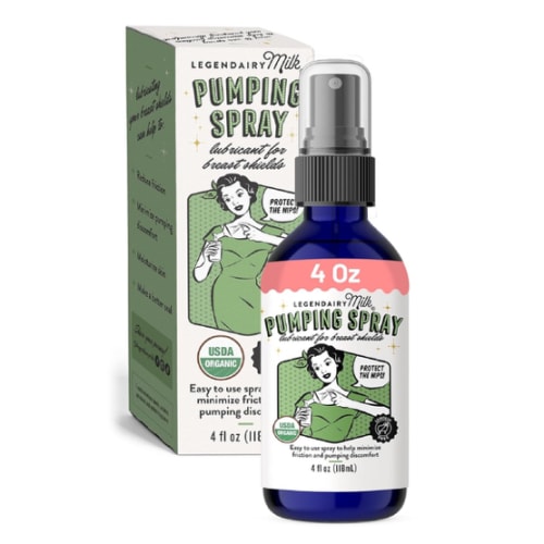 Legendairy Milk Pumping Spray 4 oz., Helps Sore Nipples & Clogged Ducts, Organic Lubricant for Breast Shields and Flanges, Vegan Breast Pump Spray, Natural & Lanolin-Free, Made in USA
