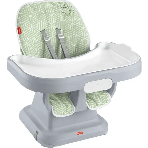 Fisher-Price Baby to Toddler High Chair SpaceSaver Simple Clean Portable Dining Seat & Booster with Washable Deep Tray & Liner, Puppy Perfection