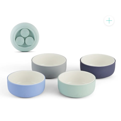 Porcelain Bowl with Silicone Suction Sleeves