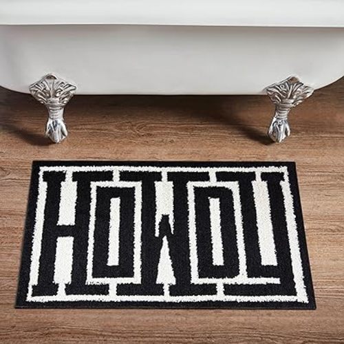 RoomTalks Howdy Bath Mat Cowboy Country Rustic 20''W x 32''L Bathroom Mat Non Slip Rubber Backed Washable, Shouthwestern Wild West Rodeo Texas Shaggy Microfiber Shower Bath Rug
