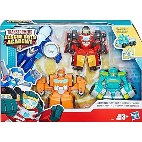 Playskool Heroes Transformers Rescue Bots Academy Rescue Team Pack, 4 Collectible 4.5" Converting Action Figures, Toys for Kids Ages 3 & Up (Amazon Exclusive)