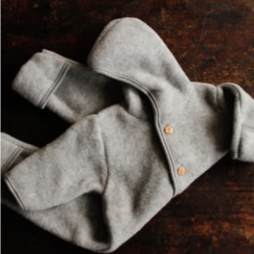Baby Merino Wool Fleece Suit - Light Grey