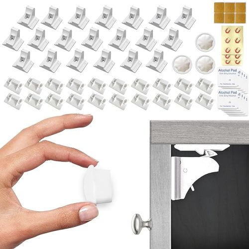 Eco-Baby Magnetic Cabinet Locks for Babies - Keyless, White, 20 Pack and 3 Keys - Standard - 20.0