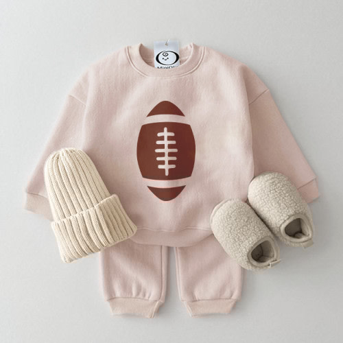 Baby Simple Printed Rugby Sweatsuit Set