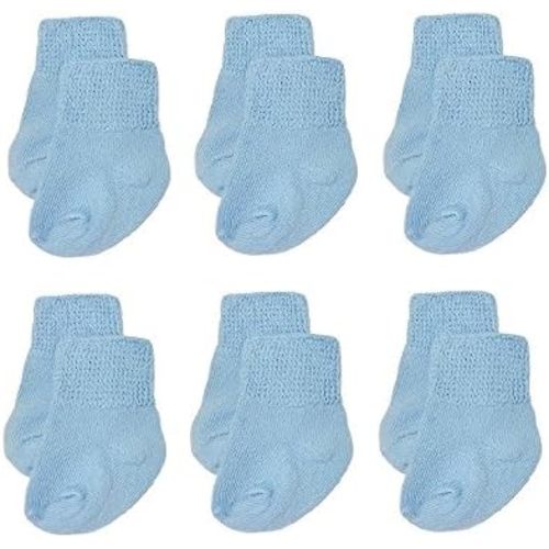 Nurses Choice Newborn Baby Simple Socks – Soft Cotton Stay‑On Infant Socks for Boys – Hospital Trusted Newborn Essentials – Breathable, Gentle Fit for 0–3 Months (Blue, 6‑Pair Pack)