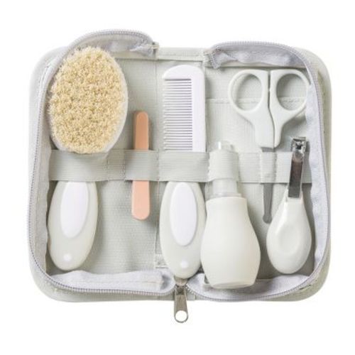 SARO Gray Baby Grooming Kit: Developmentally Beneficial Soft Brush & Safe Nail Tools for Kids