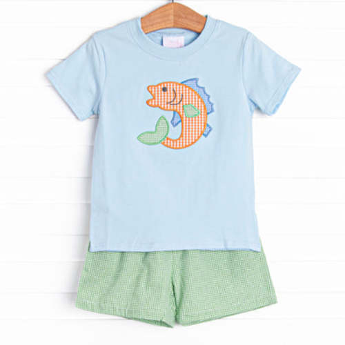 Fresh Water Catch Applique Short Set, Green – Stitchy Fish