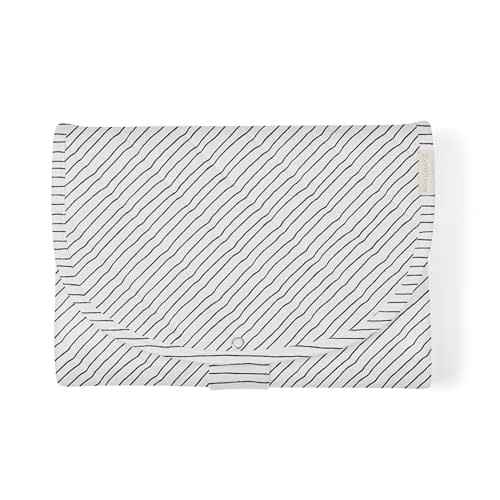 Makemake Organics Organic Portable Changing Pad GOTS Certified Organic Cotton Fill Portable Diaper Changing Mat Diaper Clutch Changing Station Kit Compact Travel Pad (33"x34", Blue Stripes)
