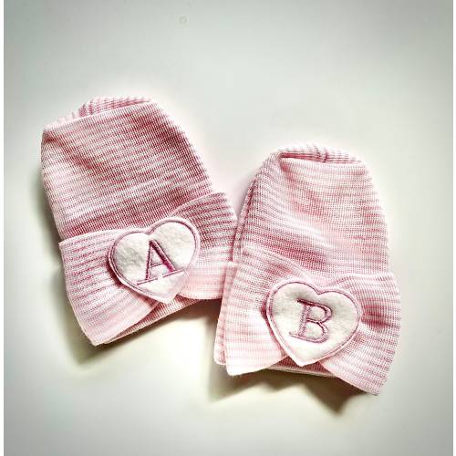 Personalized "Baby A" and "Baby B" newborn hats for twins.  Newborn hats,  Hospital Newborn Beanie, Newborn girl hats.