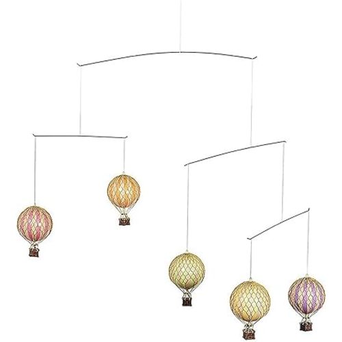 Authentic Models Hot Air Balloon Mobile | Gender Neutral Decor | Mobile for Ceiling | Nursery Mobile | Easy to Hang and Assemble (Pastel Colors)