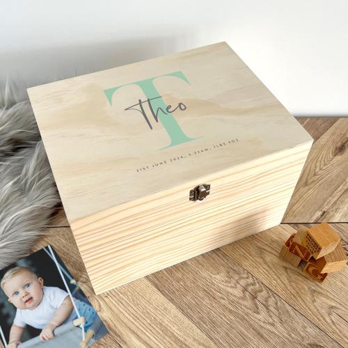 Personalised Initial New Baby Keepsake Box Colour Options | Baby Gift | Christening Gift | Newborn Baby Present | Baby Memory Box | 5 Sizes