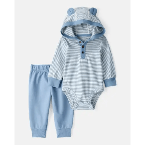 Baby Boy 2-Piece Bear Cotton Long-Sleeve Bodysuit & Pant Set - Blue - Carter's | Carter's