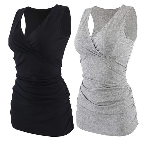 KUCI Maternity Nursing Tank Top, Women Maternity Pajama Tops Nursing Cami Sleep Bra for Breastfeeding