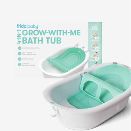 Frida Baby 4-in-1 Grow-with-Me Baby Bathtub, Baby Tub for Newborns to Toddler with Removable Bath Seat & Backrest for Bath Support in Tub