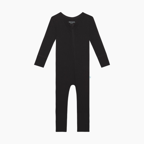 Posh Peanut Convertible One Piece - Solid Ribbed -Black, 0-3 M