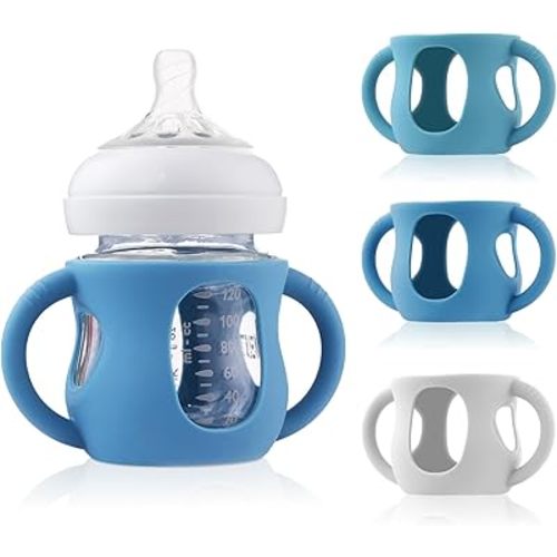 Silicone Bottle Covers Silicone Sleeve for Avent Natural Glass Baby Bottles Fits Philips Avent Glass Bottle Sleeve Phillips Avent Glass Bottles 4oz (3 Pcs)