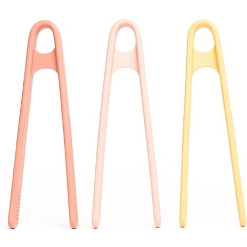Inspire My Play 3 x Coral Silicone Mini Tongs for Kids - Kids Tweezers for Fine Motor - Small Toddler Tongs - Preschool Kid Tongs - Child Sensory Toys and Accessories