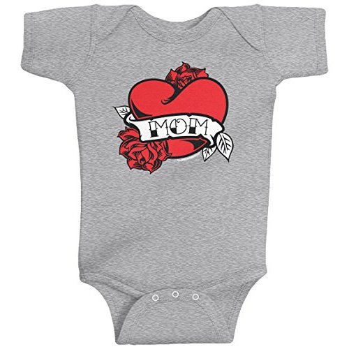 Threadrock Baby Boys' Mom Heart Tattoo Infant Bodysuit