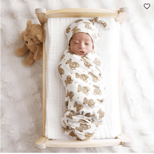 Beary Sweet Bamboo Waffle Oversized Swaddle Blanket | Caden Lane