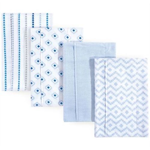 Hudson Baby Infant Boy Cotton Flannel Burp Cloths 4pk, Boy Modern, One Size
