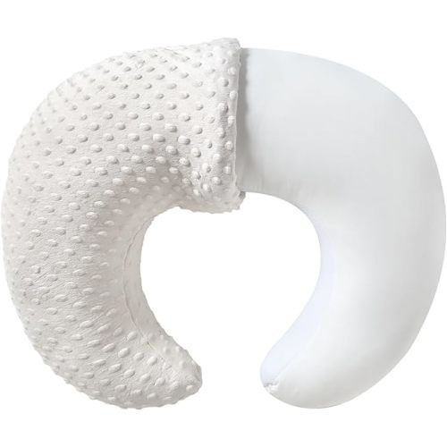QUENESS Extra Large Nursing Pillow and Positioner, Breastfeeding, Bottle Feeding, Baby Sitting Support, Tummy Time Support for Baby Boys and Girls, Propping Baby Pillow (White) - 23.6" x 19.7" x 7.5"