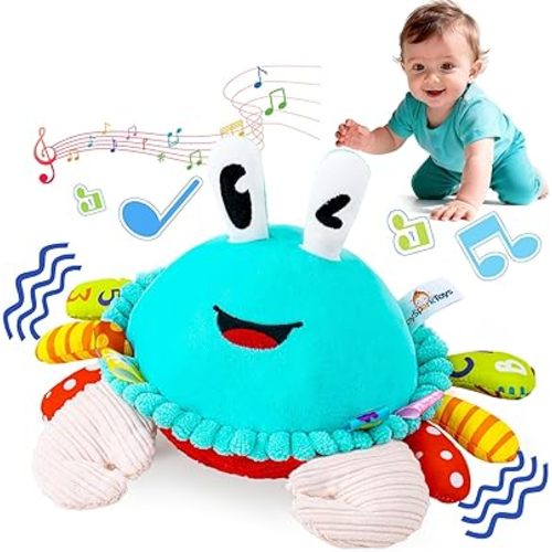 Baby Toys 6-12 12-18 Months, Musical Crawling Crab Baby Plush Toy, 50 Songs & Recording Feature, Dancing Bouncing Interactive Baby Sensory Toddler Toys Ages 1-2, Tummy Time Toys for 1 Year Old Gift