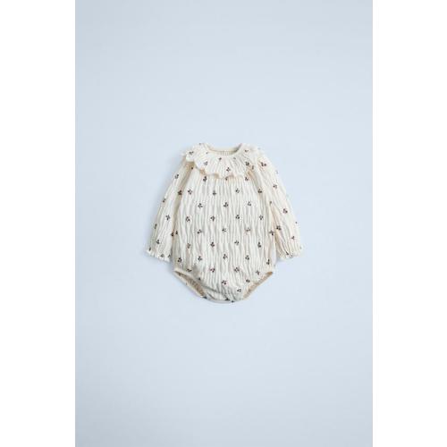 TEXTURED FLORAL BODYSUIT - Light ecru | ZARA United States