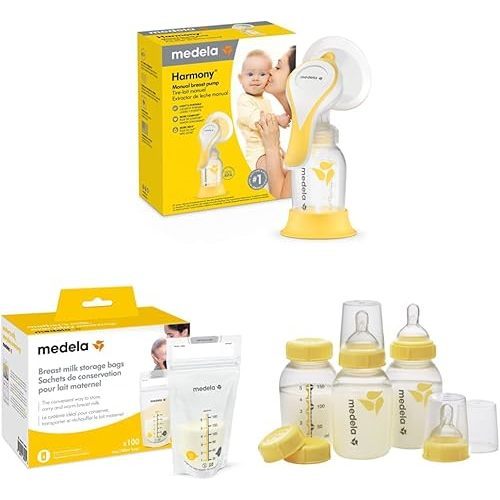 Medela Manual Breast Pump Bundle with Storage Bottles and Bags