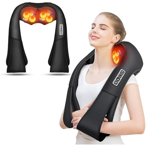 AERLANG Shiatsu Back and Neck Massager, Back Massager Deep Tissue Kneading Neck and Shoulder Massage with Heat, Electric Massage Pillow Fathers Day Gift Ideas from Daughter Son(NOT Cordless)