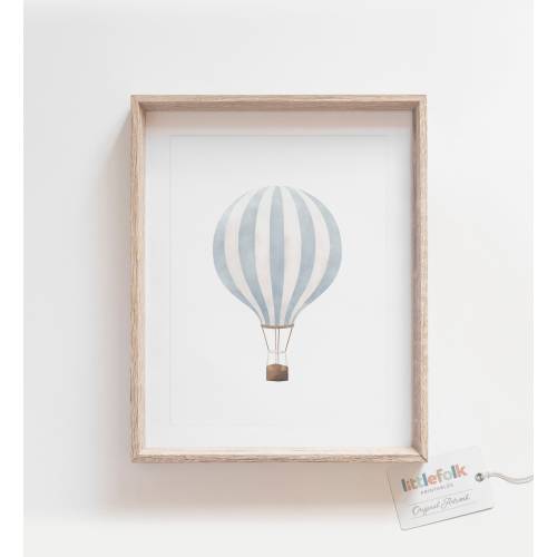 Blue Hot Air Balloon Print, Vintage Nursery Decor, Printable Travel Wall Art, Boys Room Decor, Kids Room Decor, DIGITAL DOWNLOAD