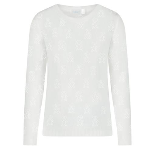 Baby Boy Crew Long Sleeve - Pearl White Teddybear Pointelle