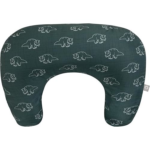 Boppy Nursing Pillow, Forest Green Dinos, Larger, Firmer, More Supportive Pillow for Breastfeeding and Bottle Feeding, Firmer Fill, Higher Lift, Larger Area Than Original Nursing Pillow
