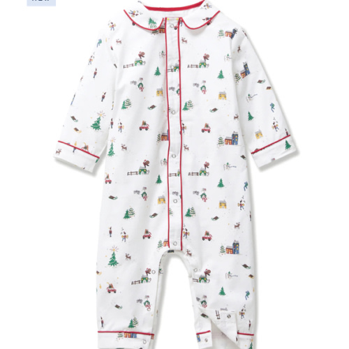 Baby's Twill Cambridge Romper in Holiday Town
