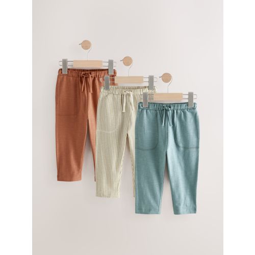 Blue/Rust Brown/Ecru Stripe 100% Cotton Lightweight Jersey Joggers (3mths-7yrs)