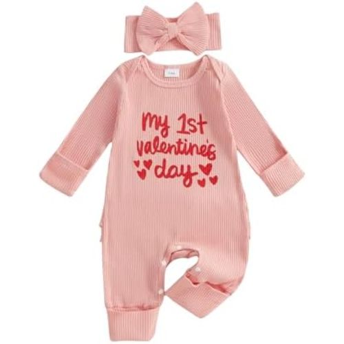 My First Valentines Baby Girl Outfit Long Sleeve Romper Jumpsuit Winter Spring Newborn Girl Outfits Clothes