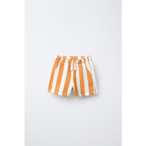 STRIPED PLUSH SHORTS - Ocher | ZARA United States
