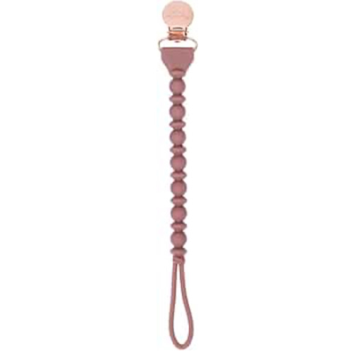 Itzy Ritzy Silicone Pacifier Clip; 100% Food Grade Silicone Pacifier Strap with Clip Keeps Pacifiers, Teethers & Small Toys in Place; Features One-Piece Design & Silicone Cord (Rosewood)