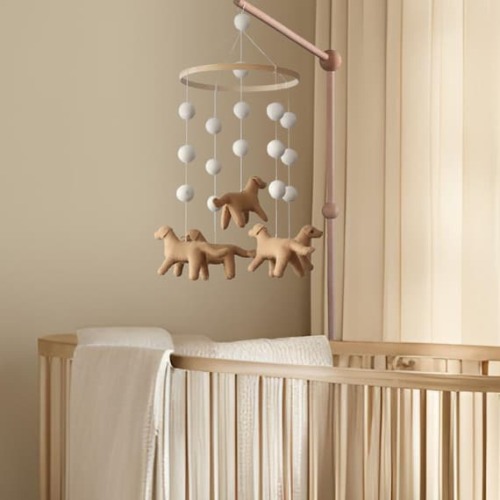 Chocolate Lab Baby Mobile: Custom Colors, Felt Puppy Nursery Decor - Etsy