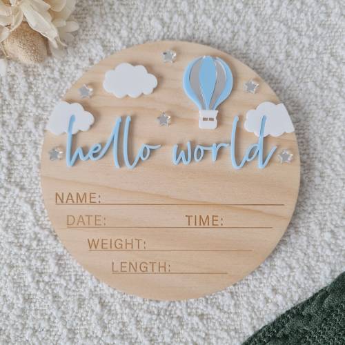 Hello world | announcement plaque  | Newborn photo shoot | Newborn announcement | Photo prop | Hello world Sign | Baby plaque |