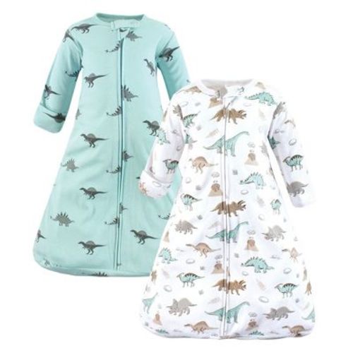 Hudson Baby Cotton Long-Sleeve Wearable Sleeping Bag, Sack, Blanket, Dino Blast Long Sleeve, 0-3 Months