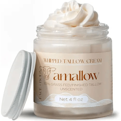 100% Grass Fed Beef Tallow for Skin Care - Face + Body - Whipped Moisturizer for Sensitive Skin - Natural Lotion, 4 FL. oz. (Unscented)