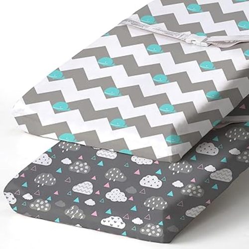BROLEX Changing Pad Covers for Baby: Boy Girls Ultra Stretchy Soft 2 Pack Whale Cloud