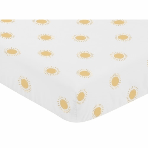 Boho Sun White and Mustard Crib Sheet