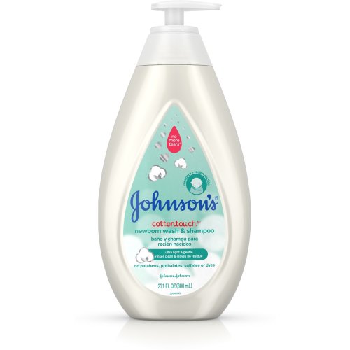 Johnson's Cotton Touch Newborn Baby Wash & Shampoo, Made with Real Cotton, 27.1 oz (Pack of 2)