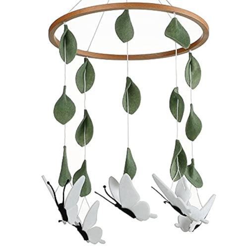 Baby Crib Mobile (White Butterflies) - Baby Shower Gift Nursery Decoration for Boys & Girls