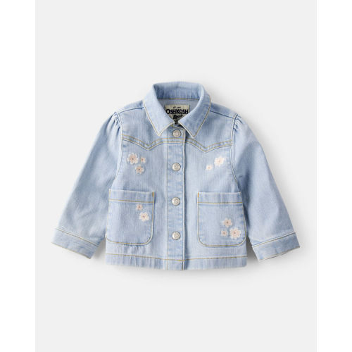 Baby Girl Flower Embroidered Denim Jacket - Light Wash - OshKosh | Carter's