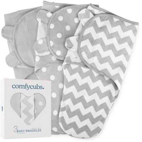 Swaddle Blankets For Baby Girl & Boy 3 Pack Sleep Sack Velcro By Comfy Cubs (small 0-3 Months, Gray)